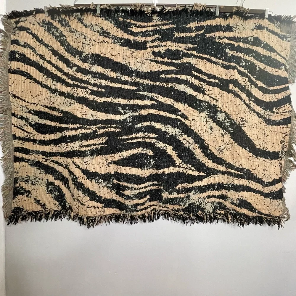 RAYMOND WAITES Animal Print Zebra Stripe Chenille Tapestry